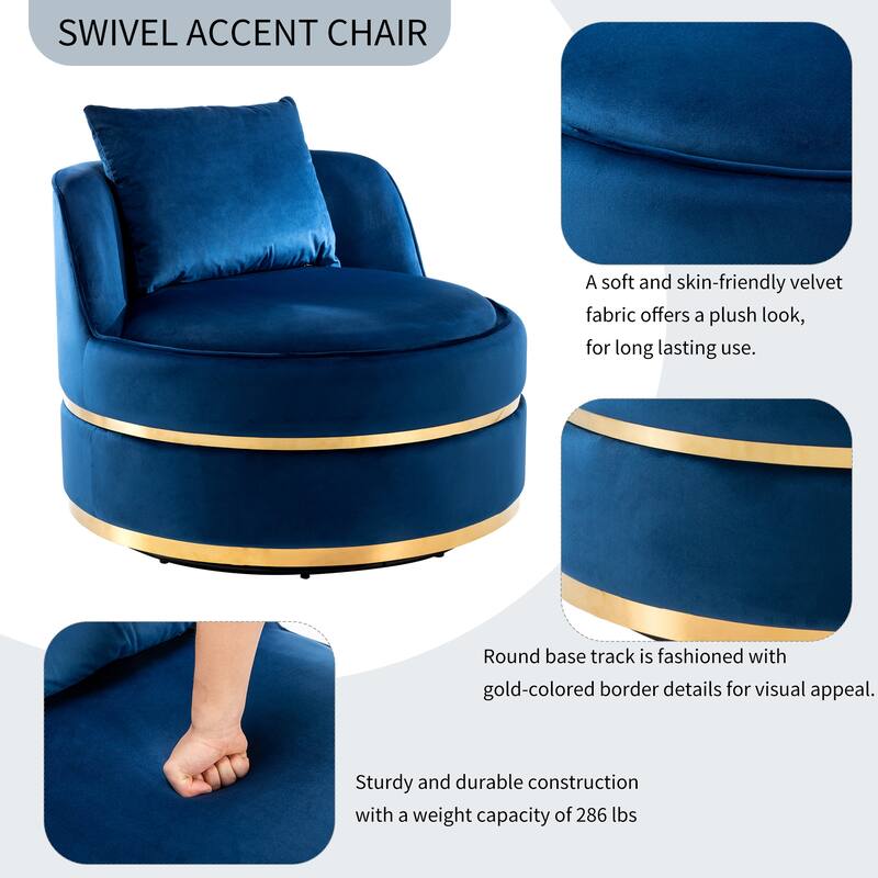 360 Degree Swivel Accent Chair Lounge Chair, Modern Barrel Chair Over-Sized Soft Chair with Seat Cushion