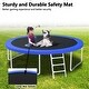 preview thumbnail 9 of 10, 12 ft. Outdoor Blue Heavy-Duty Round Trampoline with Enclosure with Basketball Hoop and Ladder