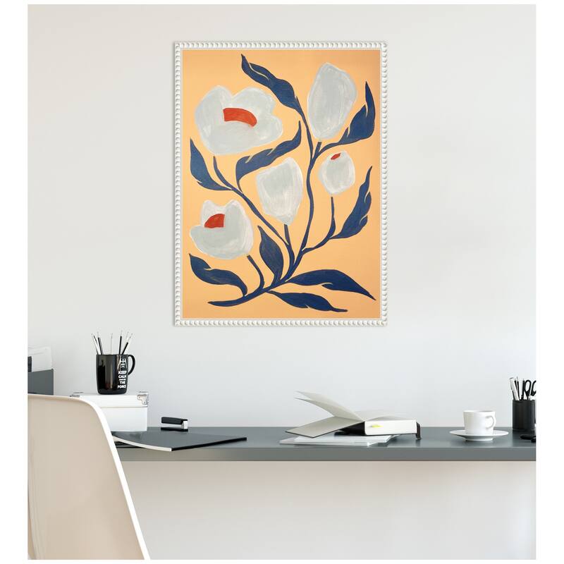 Kate and Laurel Sylvie Gray Flower Framed Canvas by Emma Daisy