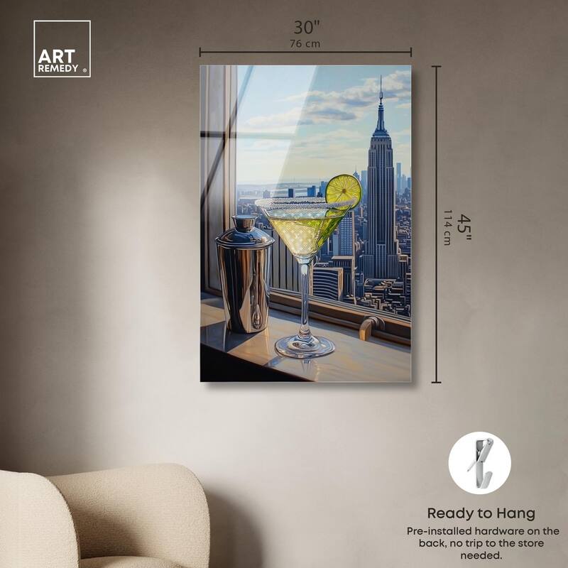Classy Drink in NYC Acrylic by Art Remedy, Ready to Hang