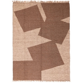 ECARPETGALLERY Flat-Weave Marrakech Brown Wool Tapestry Kilim - 8'6 x 11'3