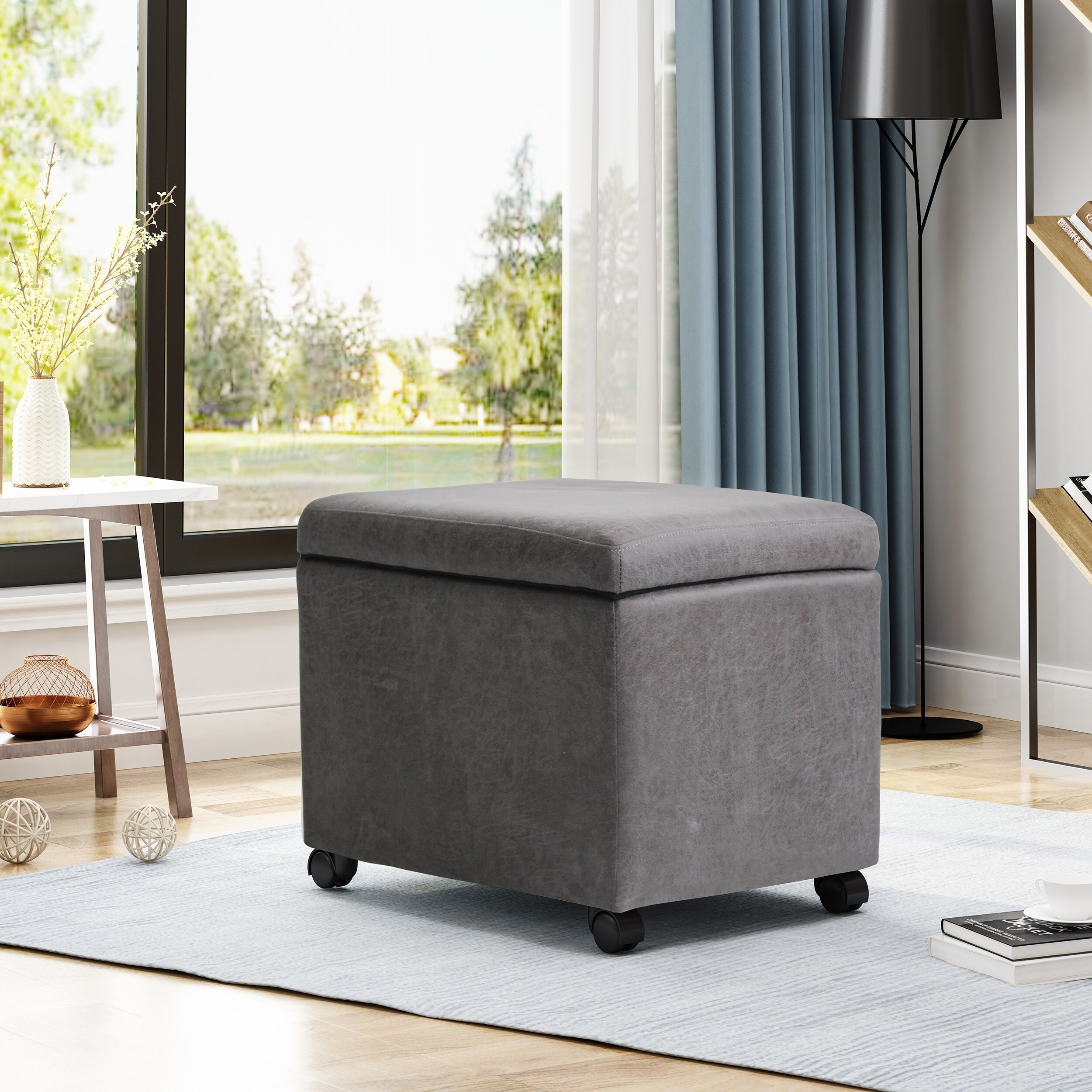 Microfiber shop storage ottoman
