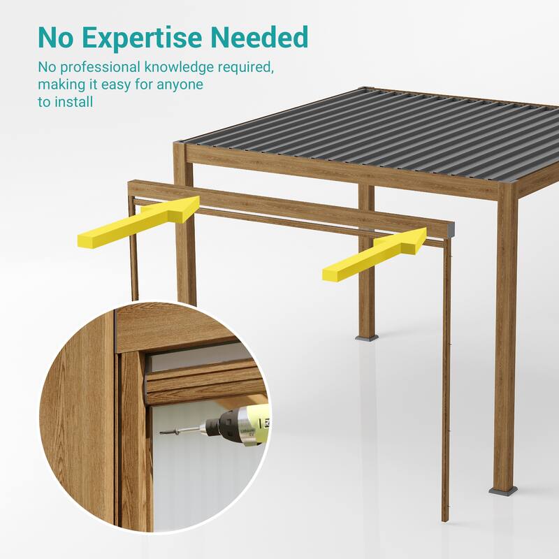BONOSUKI Adjustable Height Pull Down Privacy Screen for 10FT/12FT/13FT Pergola (Screen Only)