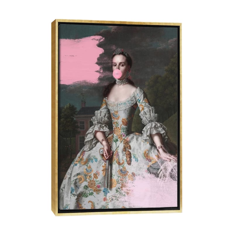 iCanvas "Woman Blowing Bubble Gum VI" by Grace Digital Art Co Framed Canvas Print - Gold - 40x26