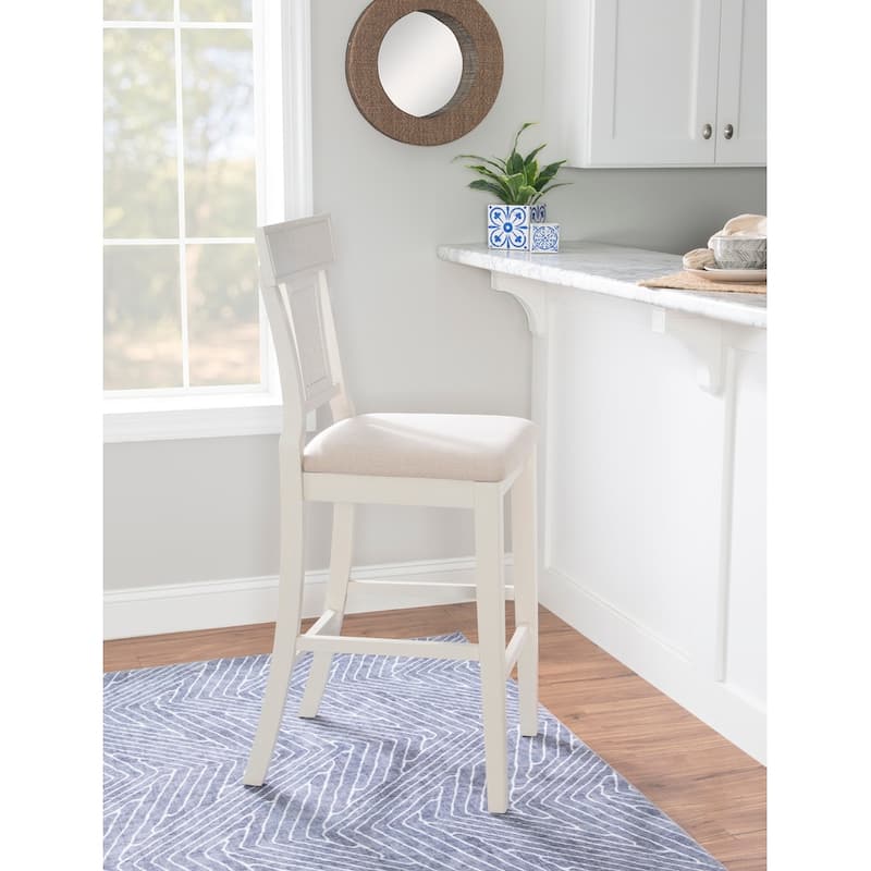 Ryder Handwoven Rattan Farmhouse Bar Stool - Whitewash