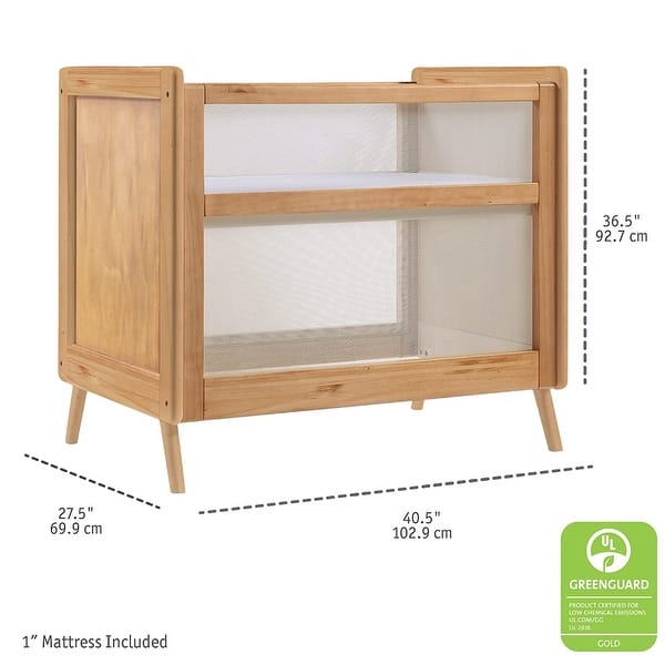 dimension image slide 3 of 6, BreathableBaby Breathable Mesh 2-in-1 Mini Crib, Greenguard Gold Certified