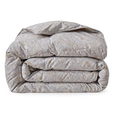 Medium Warmth All Season Paisley Floral & Solid Pattern Duvet Insert White Goose Down Feather Comforter