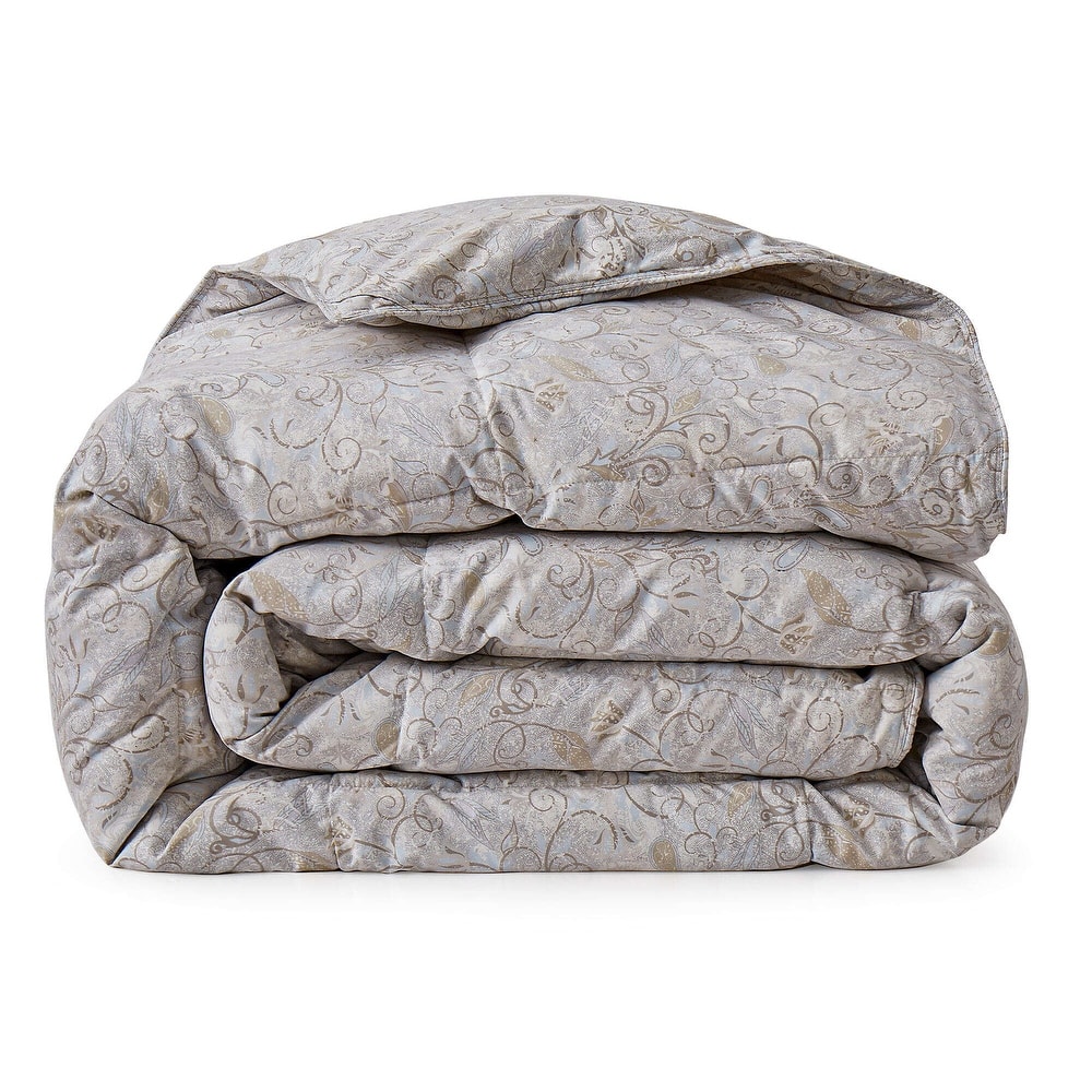Medium Warmth All Season Paisley Floral & Solid Pattern Duvet Insert White Goose Down Feather Comforter