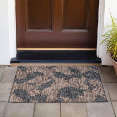 Machine Washable Indoor/ Outdoor Contemporary Abstract Chantille Rug