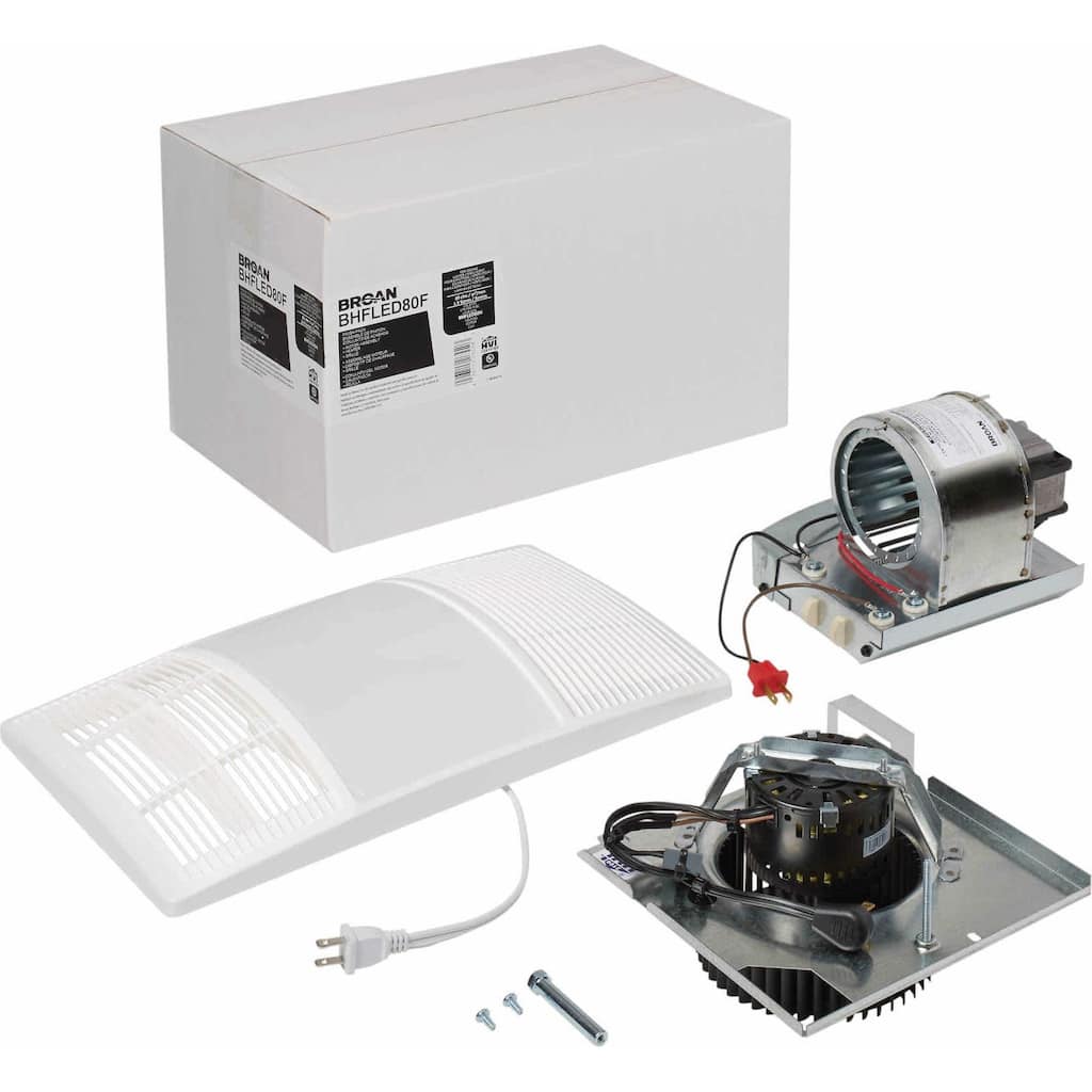 Broan BHFLED80F PowerHeat 80 CFM 1.5 Sone Exhaust Fan with Heater