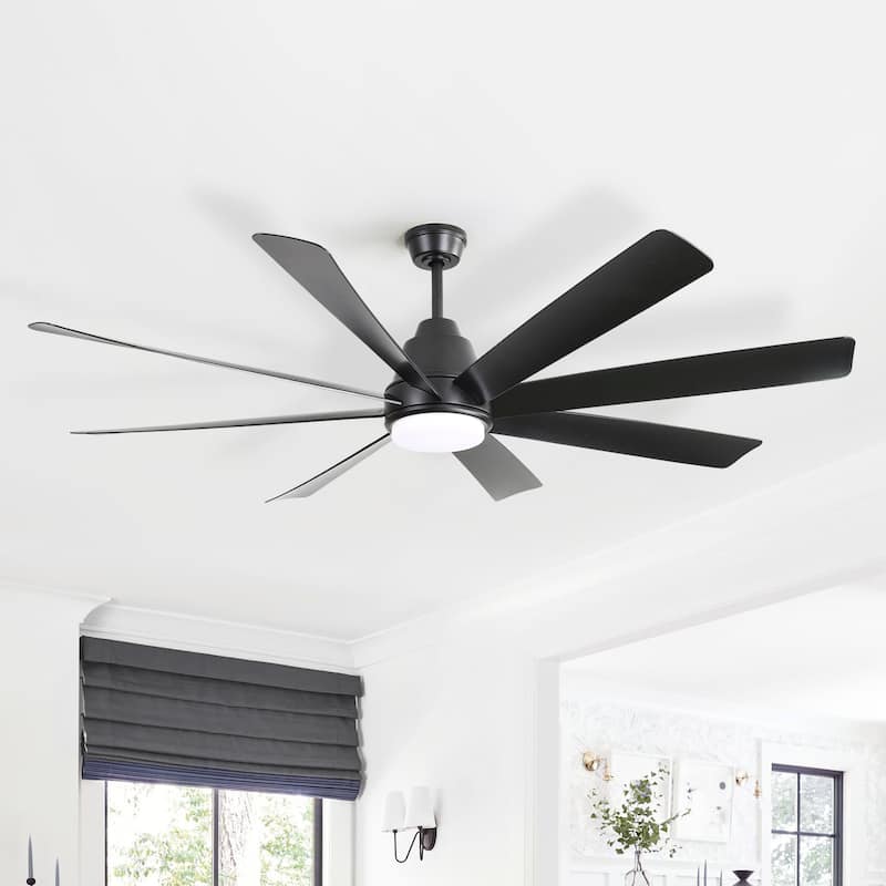 52"/66"/72"/76 Inch Modern Ceiling Fan with Dimmable LED Light ,Remote&APP Control,8 Blades for Large Living Room,Porch
