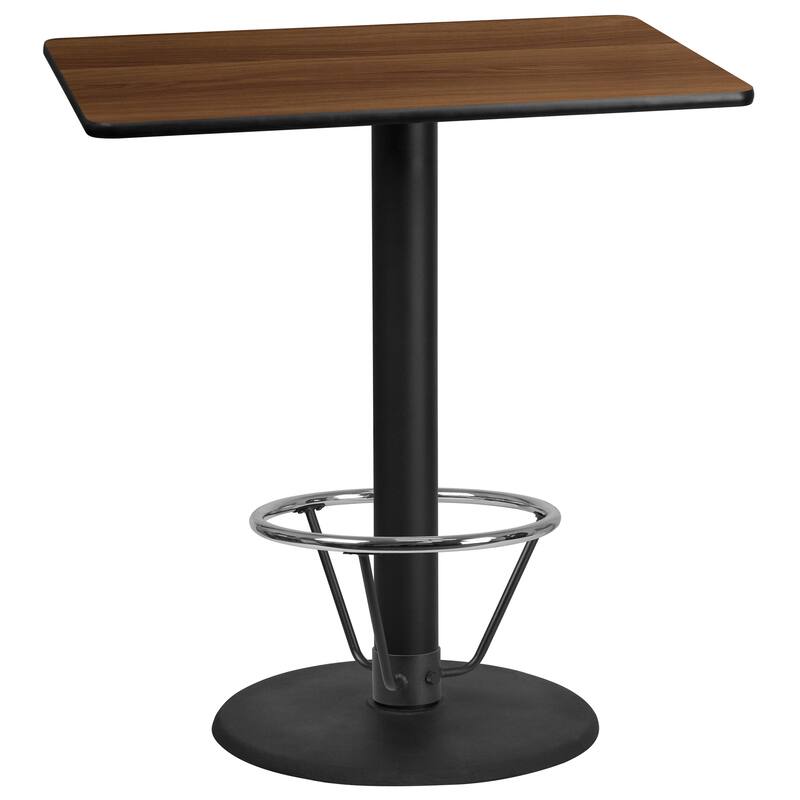 30'' x 42'' Rectangular Table Top with 24'' Round Bar Height Table Base