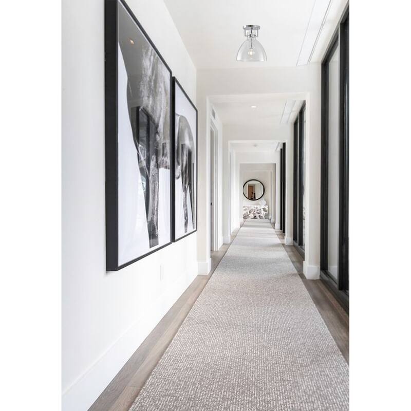1-Light Chrome Metal Frame Semi Flush Mount with a Clear Glass Shade