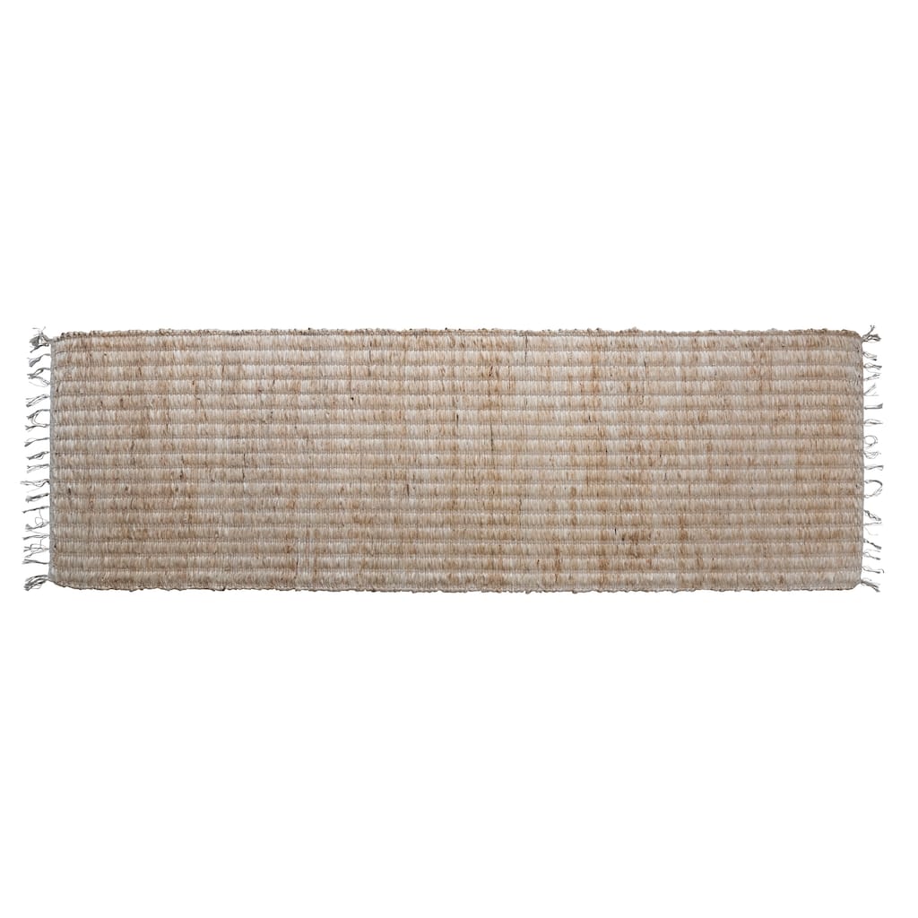 Woven Jute and Cotton Floor Runner Rug with Fringe - 96.0"L x 30.0"W x 0.5"H - 96.0"L x 30.0"W x 0.5"H