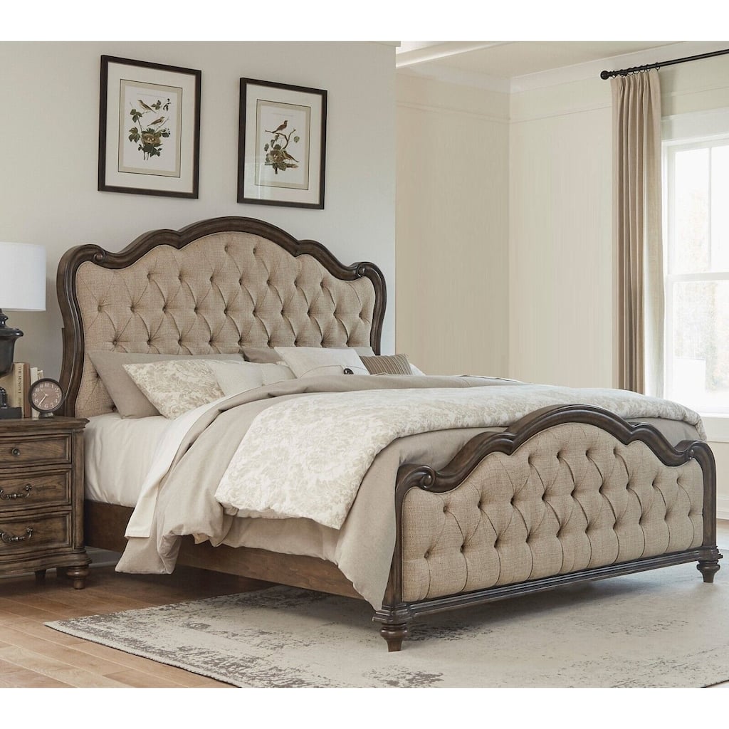 Brown Oak Finish Formal Traditional Bed 1pc