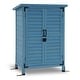 preview thumbnail 2 of 43, Mcombo Outdoor Wood Storage Cabinet, Small Size Garden Wooden Tool Shed with Double doors, Outside Tools Cabinet 0985CR Blue