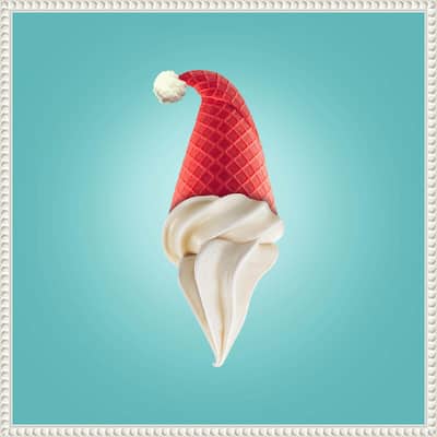 Santas Cream by Artem Pozdniakov (22 x 22 in.), Framed Canvas Wall Art Print - Sylvie Beaded White