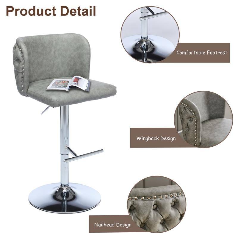 Modern Upholstered Swivel Adjusatble Height Barstools Set of 4