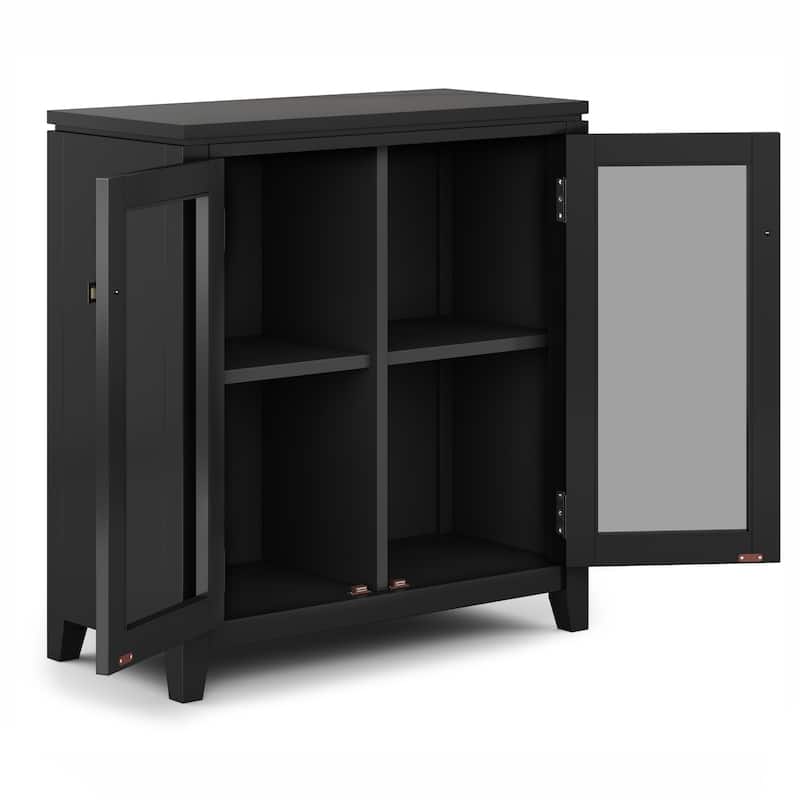 Simpli Home Cosmopolitan Solid Wood 30 inch Storage Cabinet in Black (Set of 2) - 30"W x 14"D x 31"H