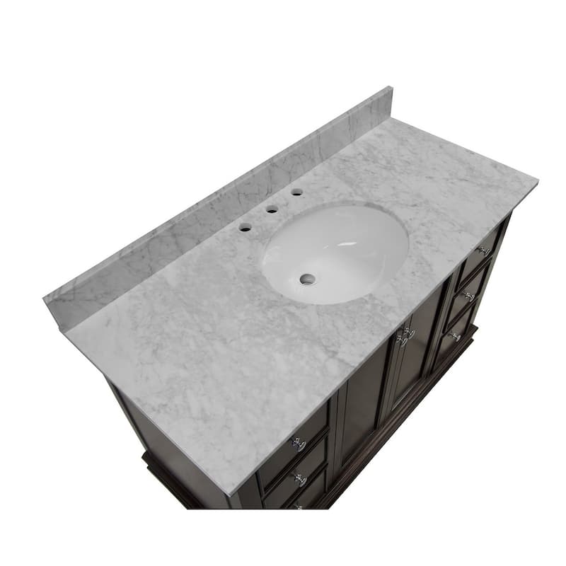 KitchenBathCollection Bella 48" Bathroom Vanity with Carrara Marble Top