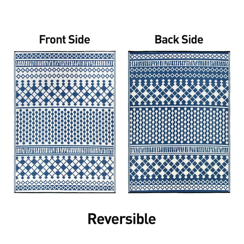 World Rug Gallery Contemporary Bohemian Geometric Reversible Recycled Plastic Outdoor Rugs