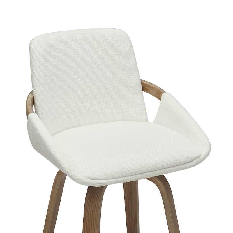 Modern Fabric & Bentwood 26" Counter Stool w/Swivel, Set of 4 - Ivory & Whitewash