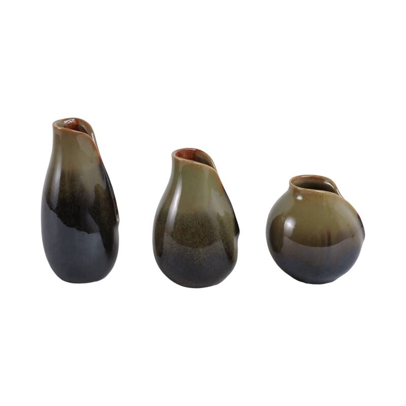 Stoneware Decorative Vases Modern Sleek Sculptural Design (Set of 3)