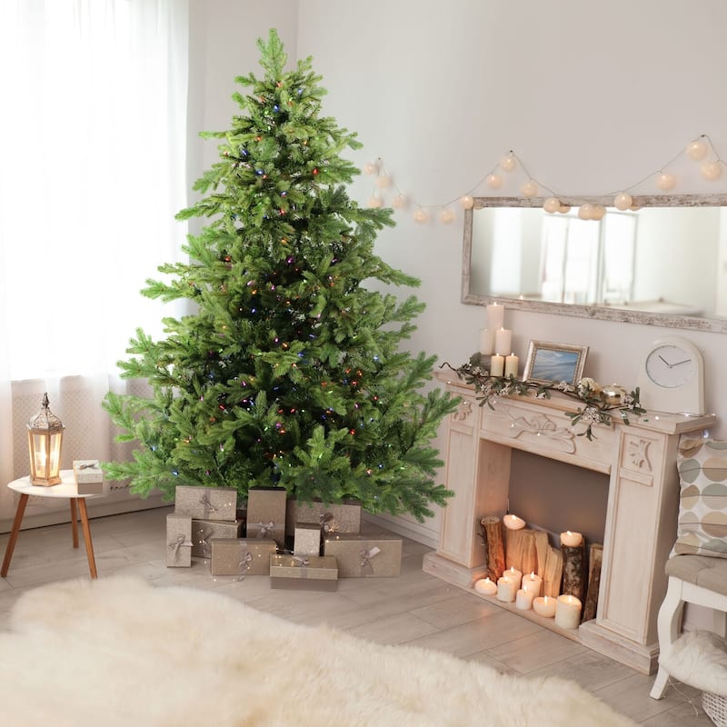 Fraser Hill Farm 9' Pine Christmas Tree, Multicolor LED