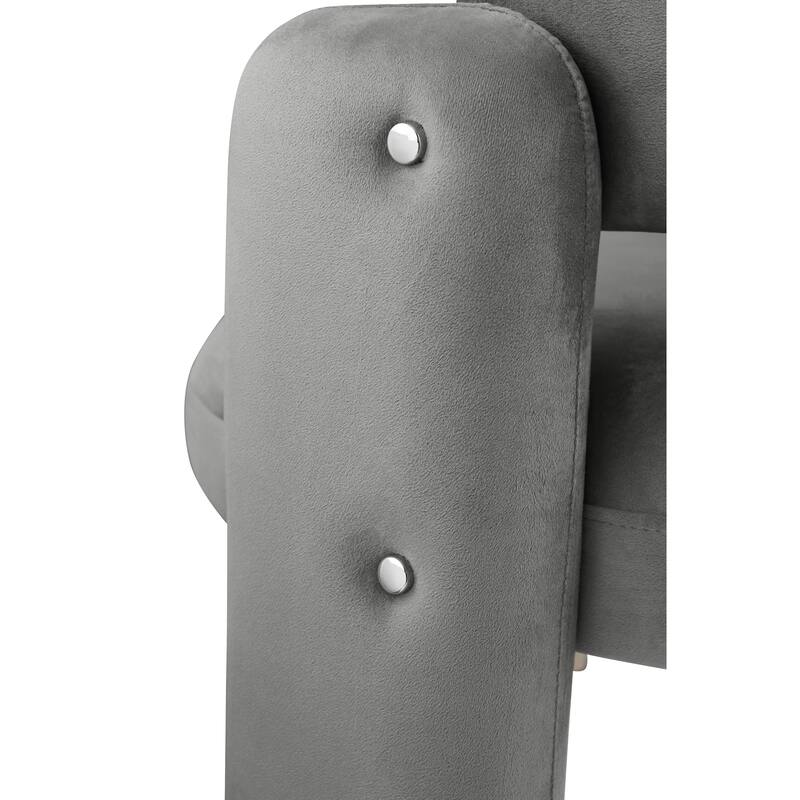 Grey Modern 35.43" Accent Chair with Solid Wood Frame and Waterfall Seat Cushion