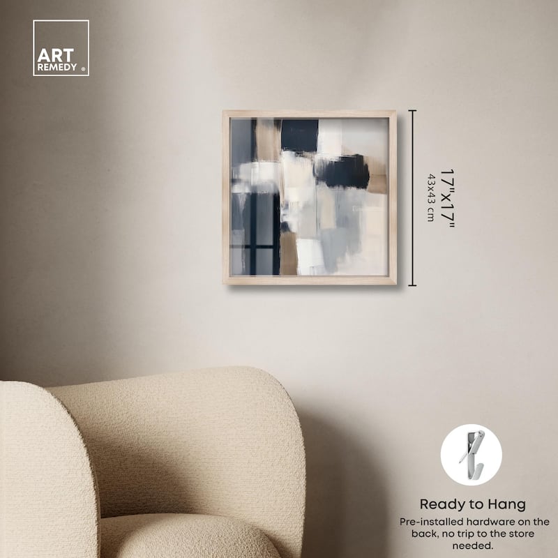 Blue and Tan Abstraction II Shadowbox by Art Remedy