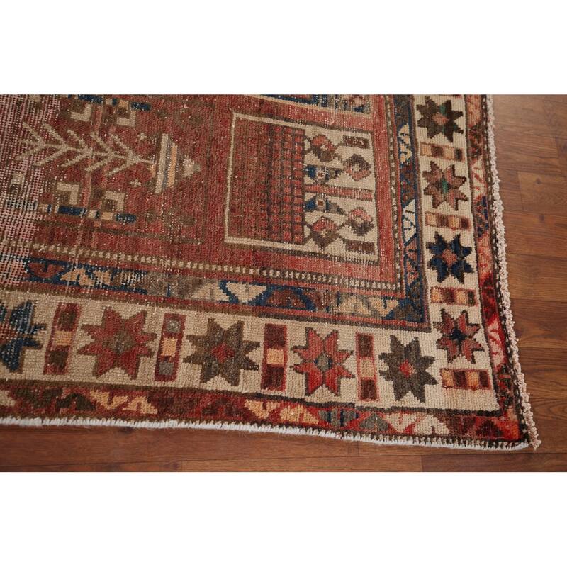Distressed Bakhtiari Persian Antique Area Rug Handmade Wool Carpet - 5'2" x 11'0"