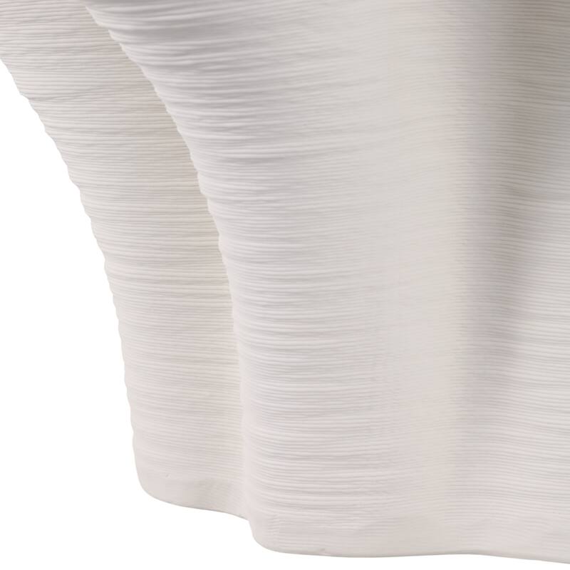 Porcelain Modern Decorative Vase Abstract Ruffled Design - 8" Ivory