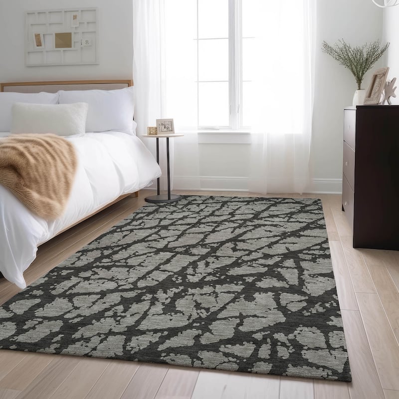 Premium Washable Super Soft Modern Crackle Mayfield Rug - Gray - 3' x 5' - Rectangle