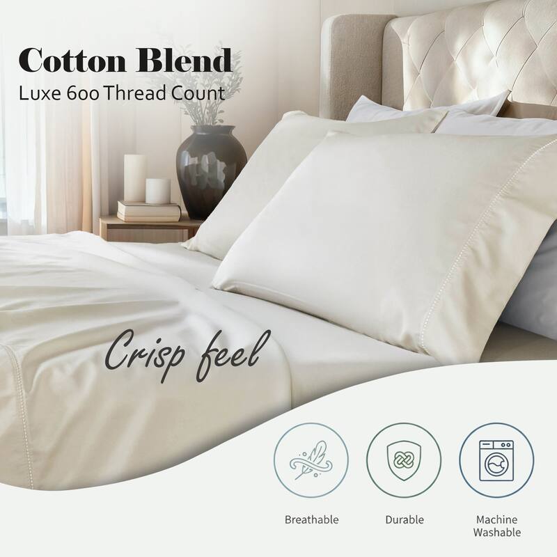 Superior Pandora Cotton Blend Embroidered 600 Thread Count Pillowcases, Set of 2