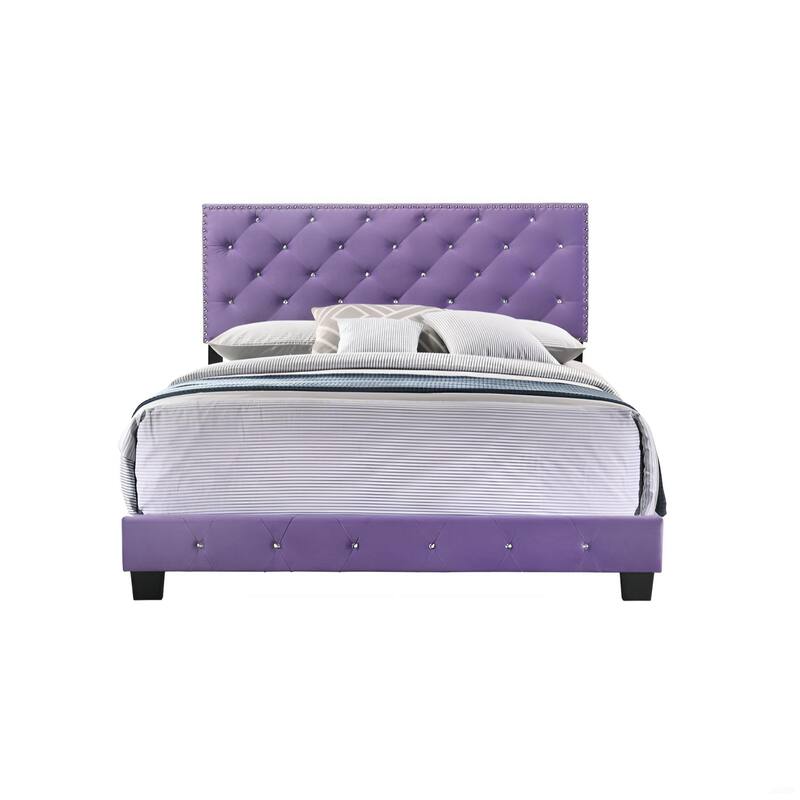 Queen Size Velvet Platform Bed with Sturdy Frame and Easy Assembly