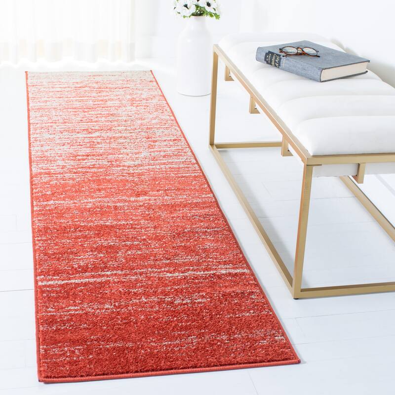 SAFAVIEH Adirondack Vera Modern Ombre Distressed Area Rug - 2'6" x 12' Runner - Orange/Grey