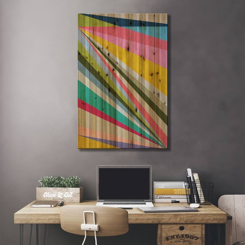 Diagonals II Print On Wood by Angel Estevez - Multi-Color