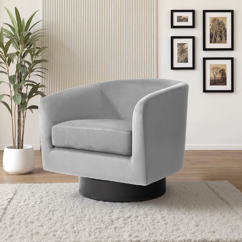 UIXE 360° Swivel Barrel Accent Chair Velvet Armchair For Living Room - Oversized - Grey-Oversized