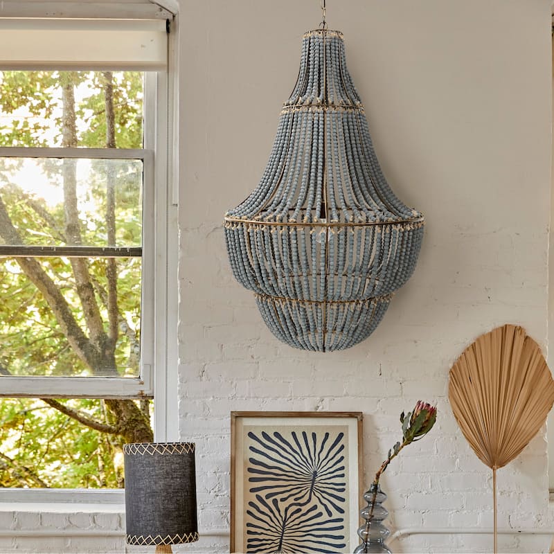 Draped Wood Bead Chandelier