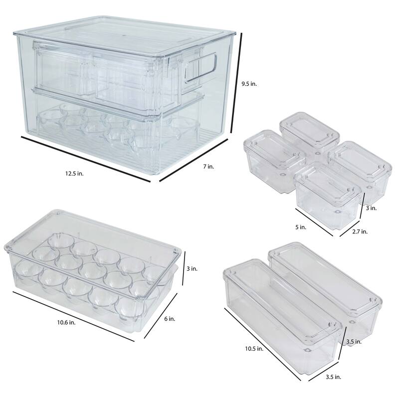 Kitchen Details Set of 8 Clear Refrigerator Organizers - 8 Piece