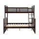 preview thumbnail 4 of 16, Dark Brown Twin over Full Size Solid Wood Stairway Bunk Bed with Ladder and Fence for Bedroom