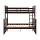 preview thumbnail 9 of 18, Espresso Twin over Full Wood Bunk Bed with Storage Drawers, Ladder and Safety Guard Rails