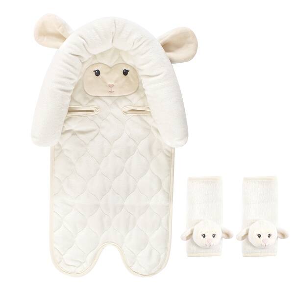 slide 1 of 1, Hudson Baby Infant Girl Car Seat Insert and Strap Covers, Lamb, One Size - Lamb Lamb