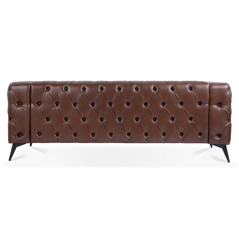 Stylish 3-Seat Sofa with Pocket Spring Cushions & Diagonal Iron Legs - Contemporary Couch