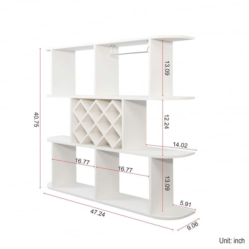 Cusp Barn Farmhouse Wooden Wall Mounted 3 Tier Bottle Wine Rack, Storage Rack with Wine Glass Holder for Home Bar Dining Room