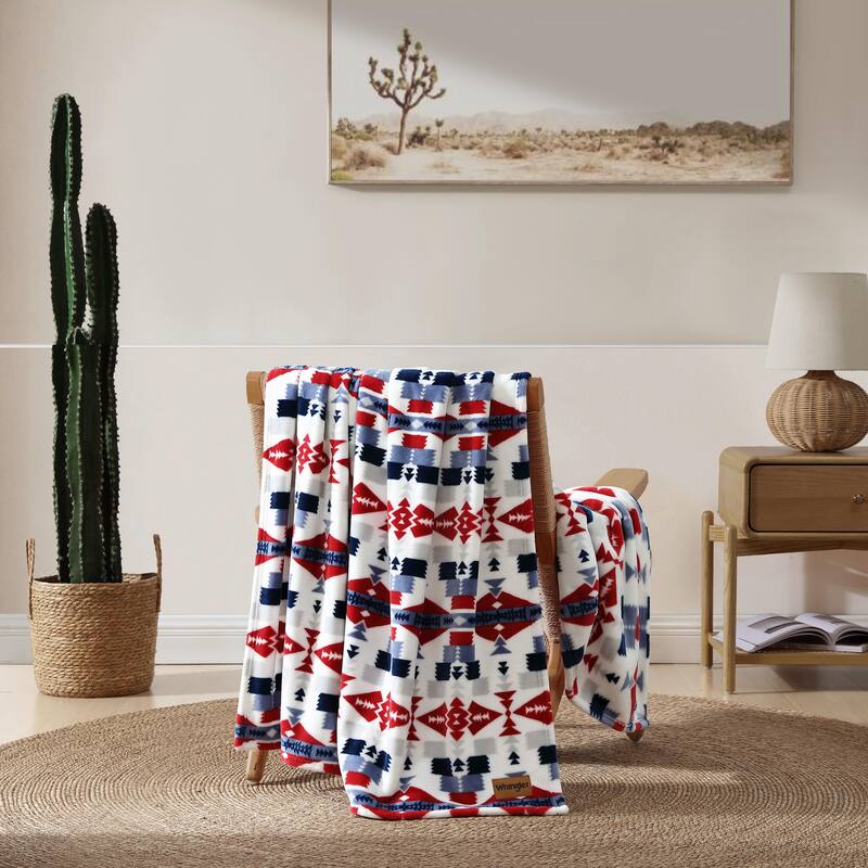 Wrangler Printed Ultra Soft Plush Fleece Throw Blanket.