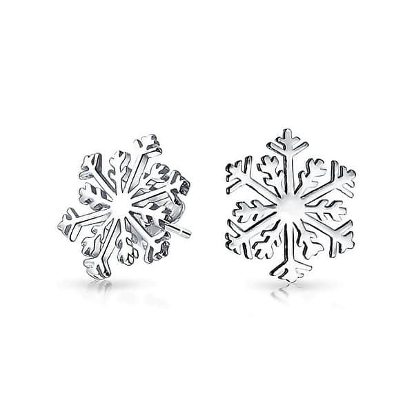 Christmas Winter Holiday Snowflake Stud Earrings For Women 925 Sterling Silver Christmas Winter Holiday Snowflake Stud Earrings For Women 925 Sterling Silver