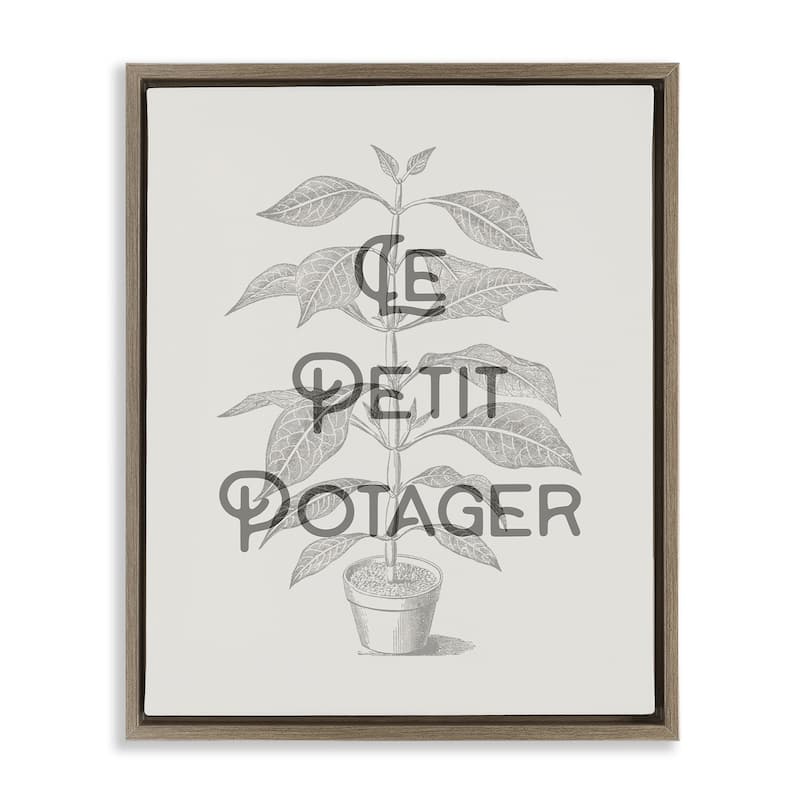 Stupell Vintage French Plant Phrase Framed Floater Canvas Wall Art Design By Lil' Rue - 17 x 21 - Brown