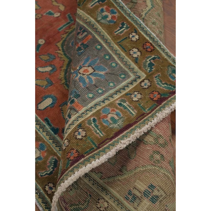 Hand Knotted Oriental 100% Wool Carpet Traditional Medallion Oranges & Rust Tabriz Area Rug - 4' 6'' X 3' 2''