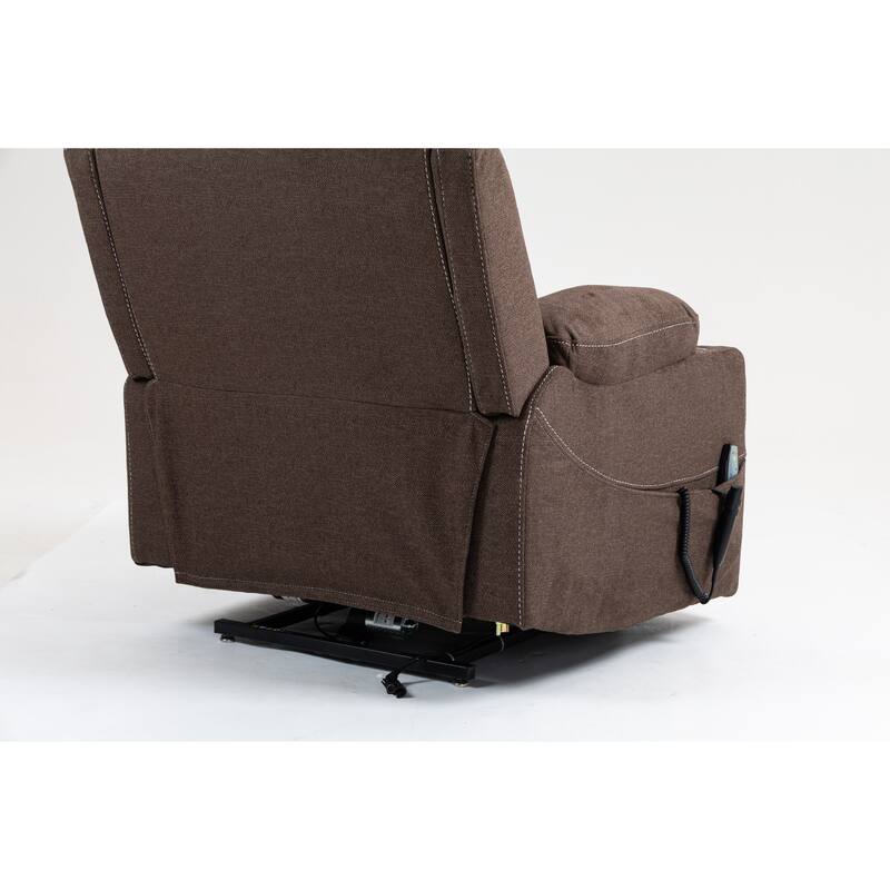 Velvet Oversized Power Lift Recliner Chair with Dual OKIN Motors, 180° Flat Lay, Cup Holders, and 400 lbs Capacity